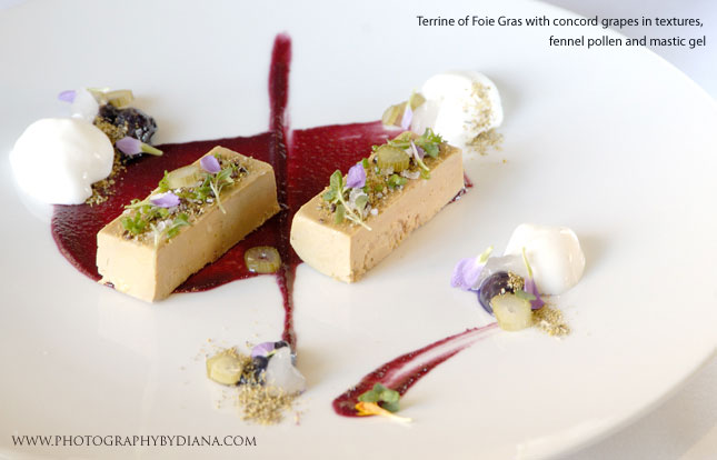     photo of: Ken Oringer -  Terrine of Foie Gras with concord grapes in textures, fennel pollen and mastic gel 