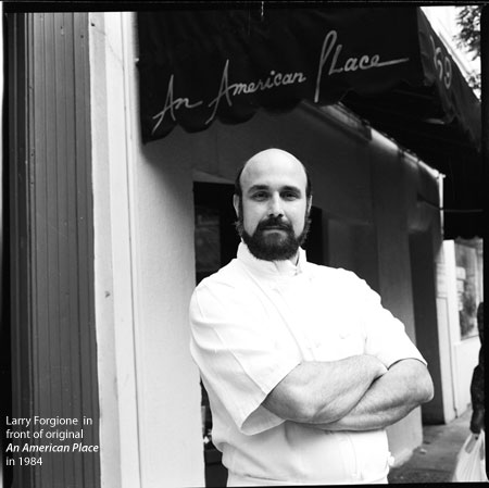 Larry Forgione: Larry Forgione in front of original An American Place in 1984