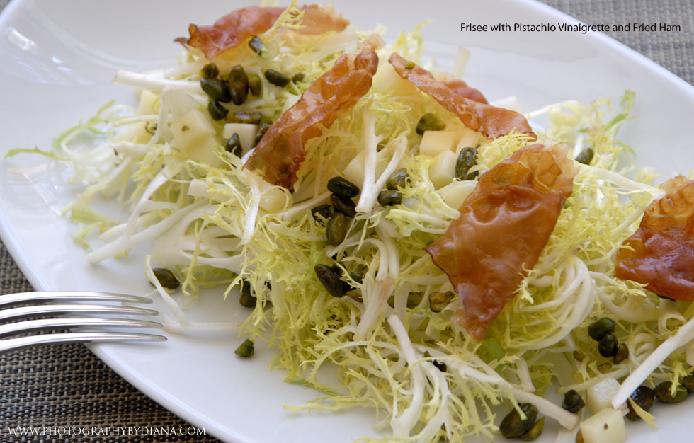     photo of: Frisee with Pistachio Vinaigrette and Fried Ham