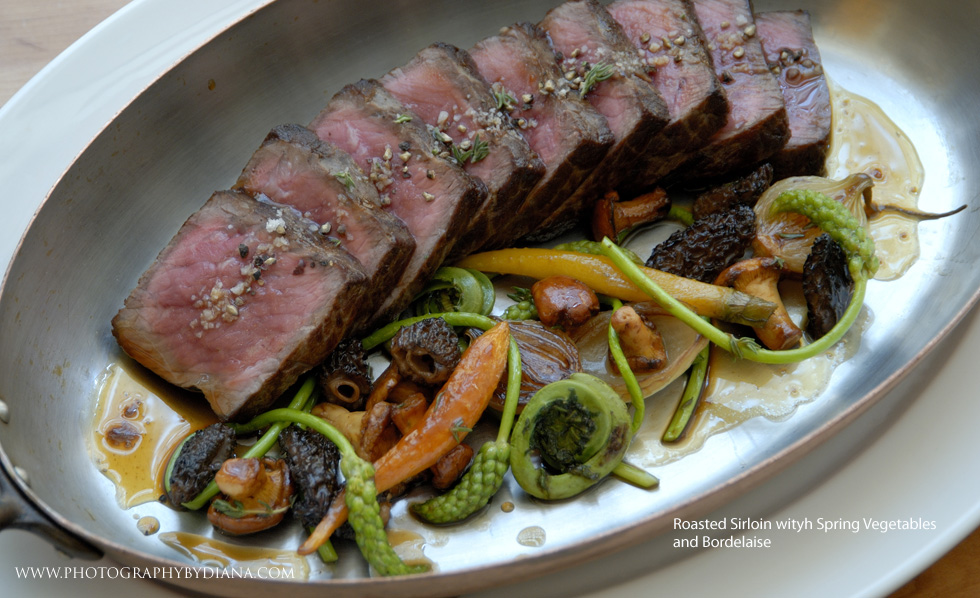     photo of: Roasted Sirloin with Spring Vegetables and Bordelaise